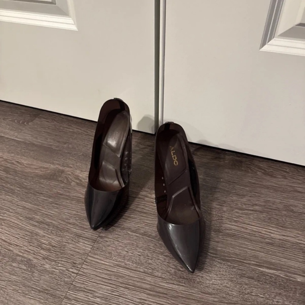 Aldo Black Pointed Toe Patent Heels